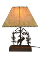 Rustic Elk Table Lamp with Faux Rawhide Shade