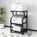 3-Tier Rolling Printer Stand with Adjustable Shelf & Power Outlets