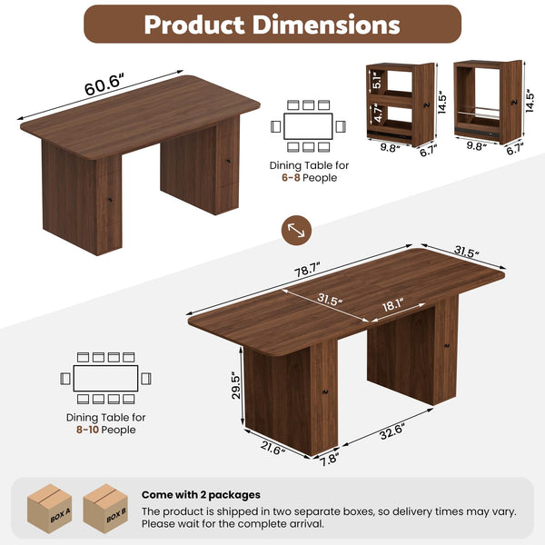 Extendable Dining Table 63–79 Inch with Drawers and Removable Leaf