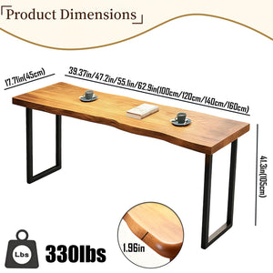 Narrow Bar Table with Wood Grain Top & Metal Frame