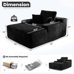 67" Oversized Corduroy Boneless Lounge Chair