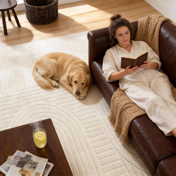 Soft High-Low Pile Area Rug – Washable, Non-Slip Indoor Rug for Living Room, Bedroom & Kids Room
