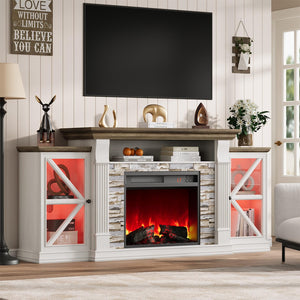 70" Electric Fireplace TV Stand – Farmhouse Entertainment Center