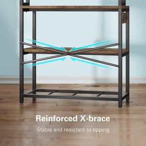 5-Tier Baker's Rack with Power Outlets and Microwave Stand, 38 Inch Kitchen Shelf with Storage