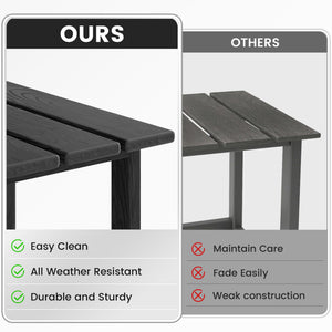 Kromax Outdoor Side Table, Adirondack Square Patio Table, Easy Maintenance & Weather Resistant, HDPE End Table for Backyard, Pool, Patio, Porch, Black
