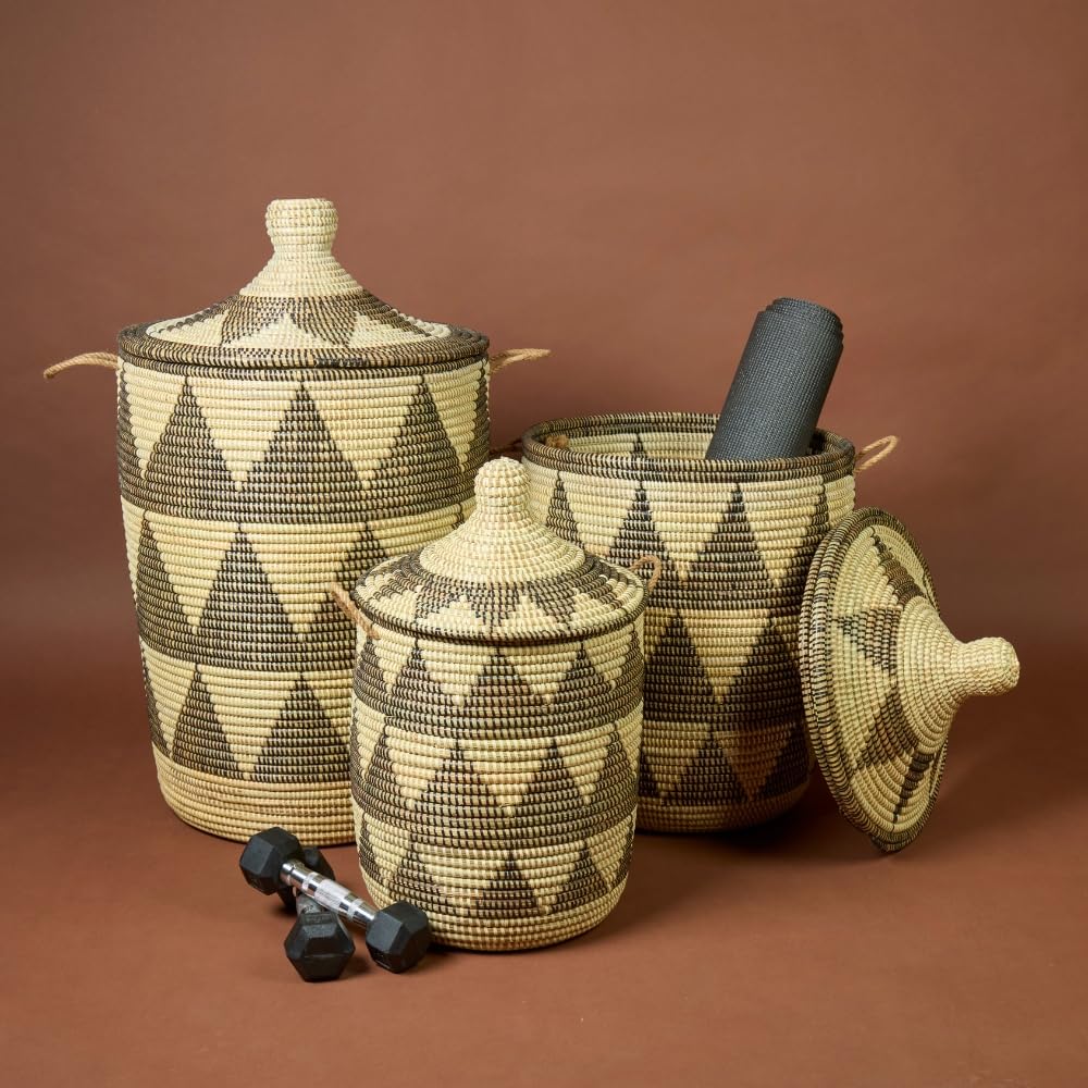 Handwoven Wicker Storage Basket with Lid