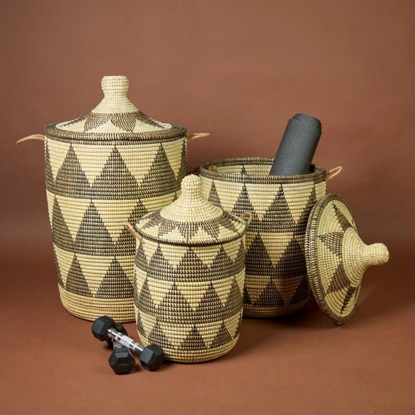 Handwoven Wicker Storage Basket with Lid