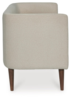 Upholstered Accent Bench with Curved Backrest, Beige