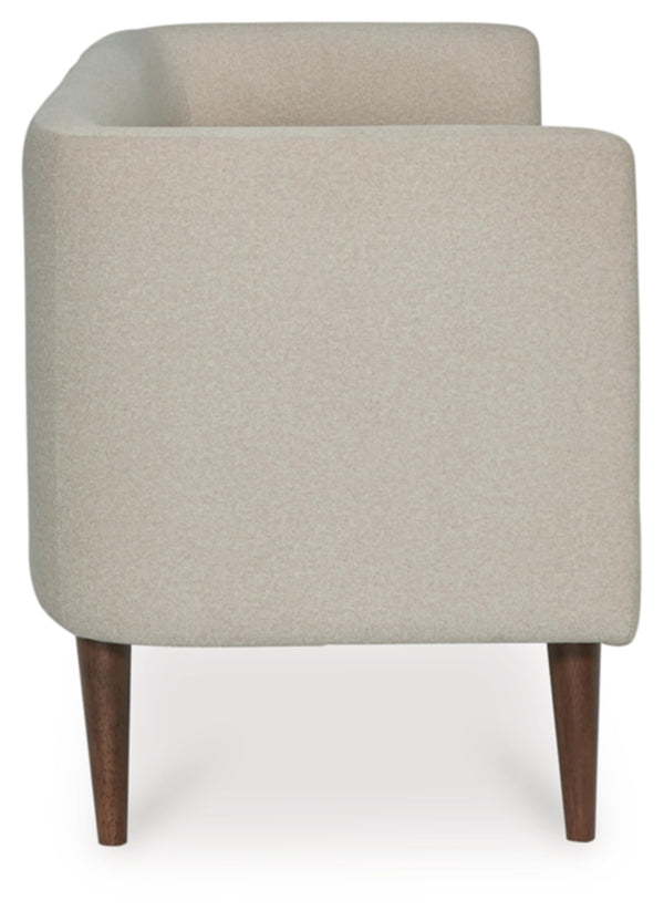 Upholstered Accent Bench with Curved Backrest, Beige