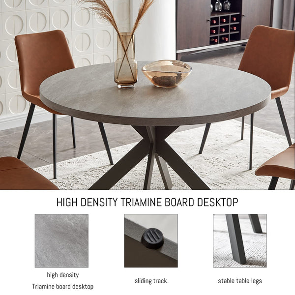 47" Round Dining Table Set with Chairs – Mid-Century Modern, Seats 4–6