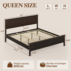 Queen Bed Frame with Headboard, LED Lights & Charging Ports