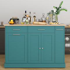 53" Rolling Kitchen Island with Trash Can Storage & Spice Rack