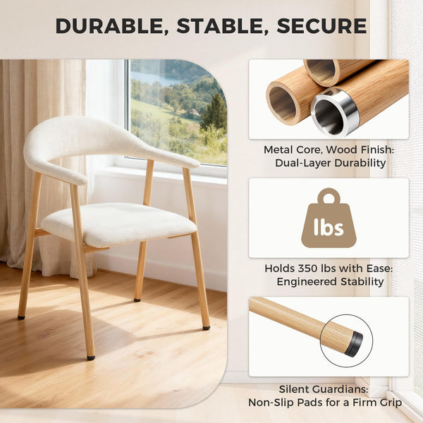 Modern Upholstered Dining Chairs Set of 2 with Curved Backrest