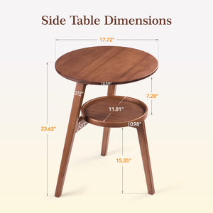 Bamboo Round 2-Tier End Table with Storage Shelf