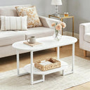 Oval Coffee Table with 2-Tier Open Storage Shelf