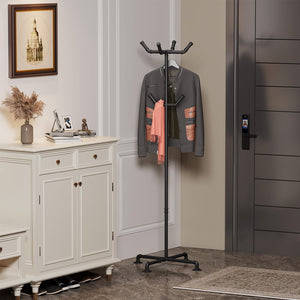 Industrial Metal Pipe Coat Rack with 6 Hooks
