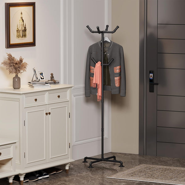 Industrial Metal Pipe Coat Rack with 6 Hooks