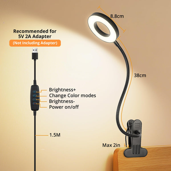 Clip-On Desk Lamp with Dimmable LED