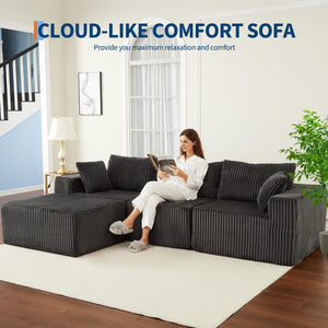 Modular Sectional Sofa with Memory Foam – 4-Seat Convertible Couch