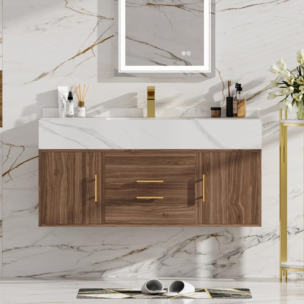 39.4" Floating Bathroom Vanity with Sink & Sintered Stone Countertop