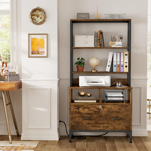 Vertical File Cabinet with Charging Station