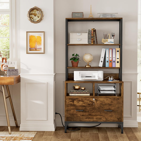 Vertical File Cabinet with Charging Station