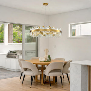Round Crystal Chandelier – Gold Modern Pendant Light