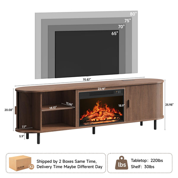 70.8" Fireplace TV Stand with 23" Electric Fireplace