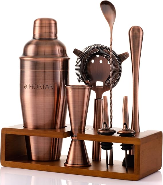 7-Piece Cocktail Shaker Set with Bamboo Stand