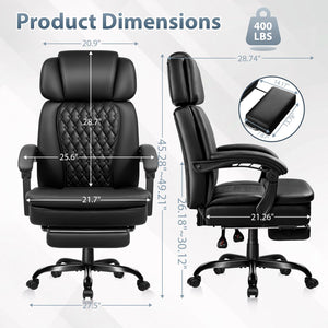 Ergonomic High-Back Executive Office Chair with Footrest — 400 lbs Capacity
