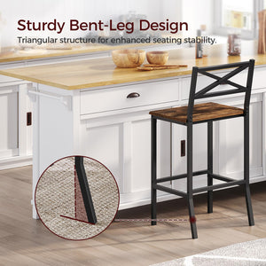 Counter Height Bar Stools Set of 2 with Backrest & Footrest – 26 Inch