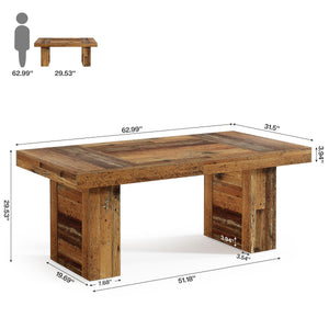 63-Inch Farmhouse Executive Desk with Rustic Wood Grain Finish