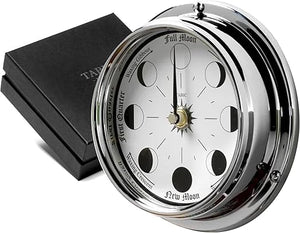 Handmade Moon Phase Wall Clock – Chrome Plated with Mirrored Backdrop