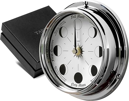 Handmade Moon Phase Wall Clock – Chrome Plated with Mirrored Backdrop