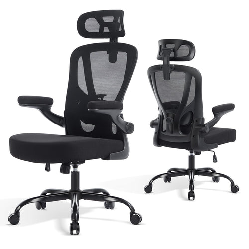 Ergonomic Mesh High Back Office Chair with Lumbar Support & Flip-Up Armrests