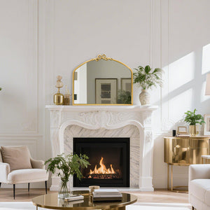 Vintage Arched Bow Wall Mirror – Gold Metal Frame