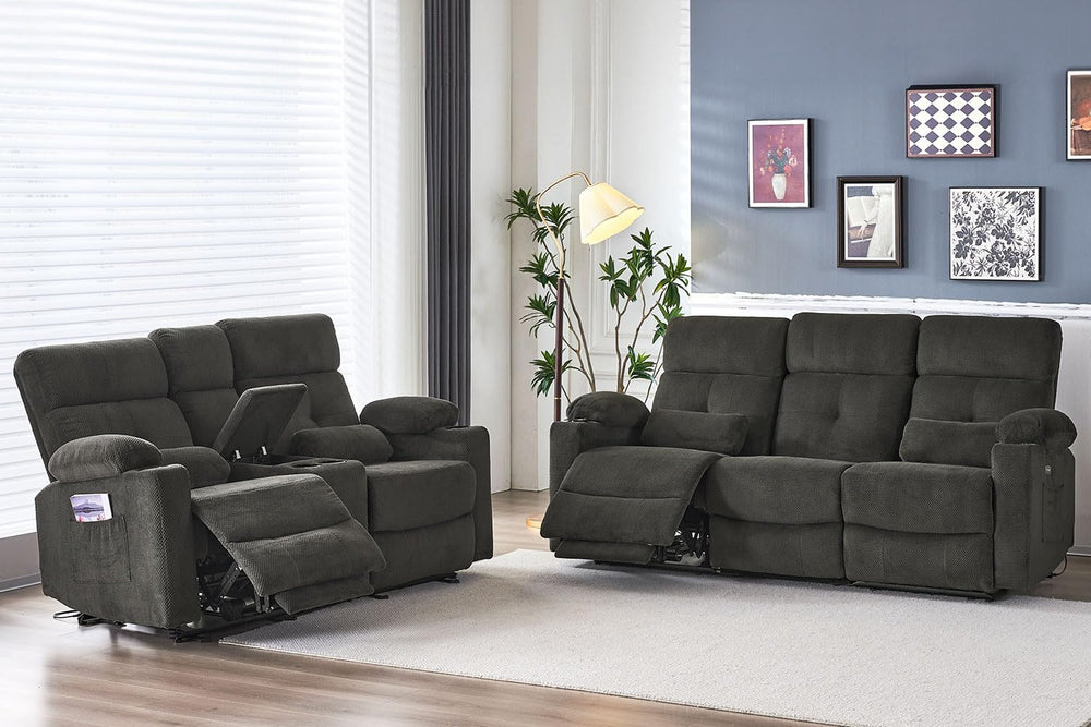 Power Reclining Sofa & Loveseat Set with Massage