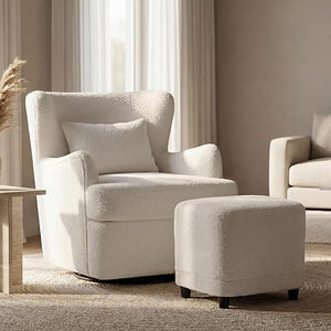 Barrel Swivel Accent Chair with Ottoman
