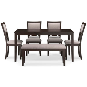 6-Piece Upholstered Dining Table Set with Bench
