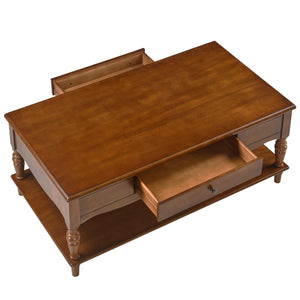 Living Room Coffee Table and End Table Set with Storage Drawers