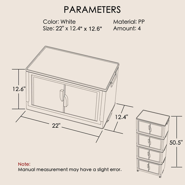 Foldable Stackable Storage Bins with Lids, Doors & Wheels