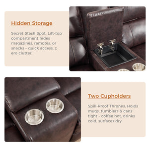 Power Reclining Sectional Sofa with LED Light & Storage Console
