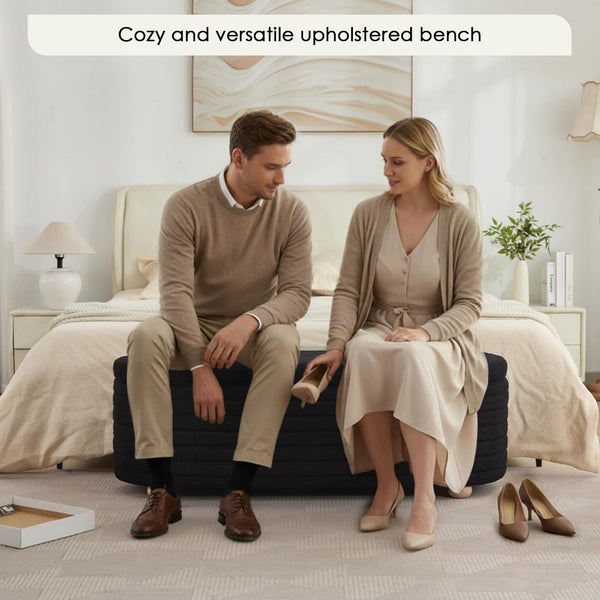 Storage Ottoman Bench with Hidden Storage & Safety Hinge
