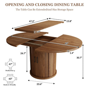 Round to Oval Extendable Dining Table 47" – 63" for 4–8