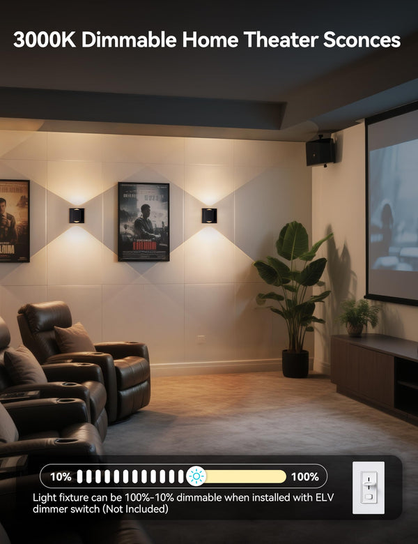 Square LED Wall Sconce – Dimmable Indoor Hardwired Up Down Light