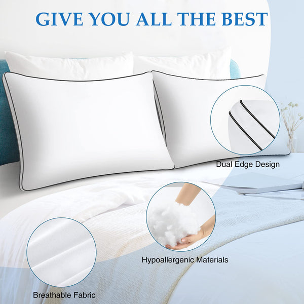 King & Queen Bed Pillows 2-Pack – Gusseted Down Alternative