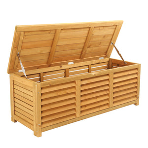 Outdoor Wooden Deck Box 47 Gallon with Lid