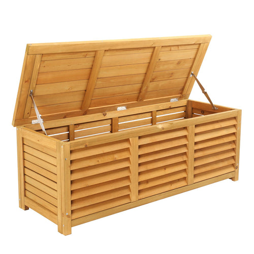 Outdoor Wooden Deck Box 47 Gallon with Lid