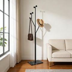 Tree-Shaped Coat Rack with Marble Base – 8 Hooks, 68.9" Tall