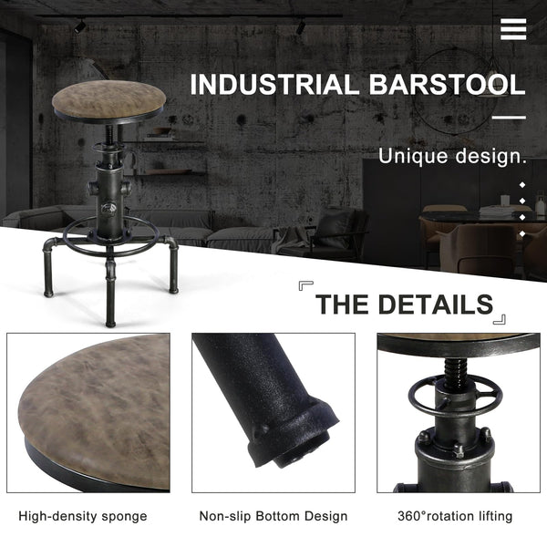 5-Piece Industrial Pub Bar Table & Stool Set